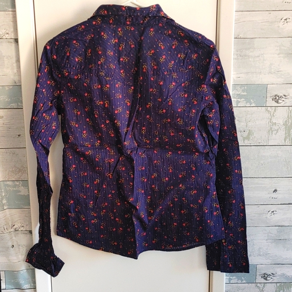 Hollister Medium Navy/Floral Button Down - Picture 3 of 5